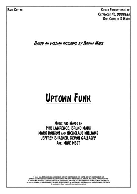 Free Sheet Music Uptown Funk Bass Guitar