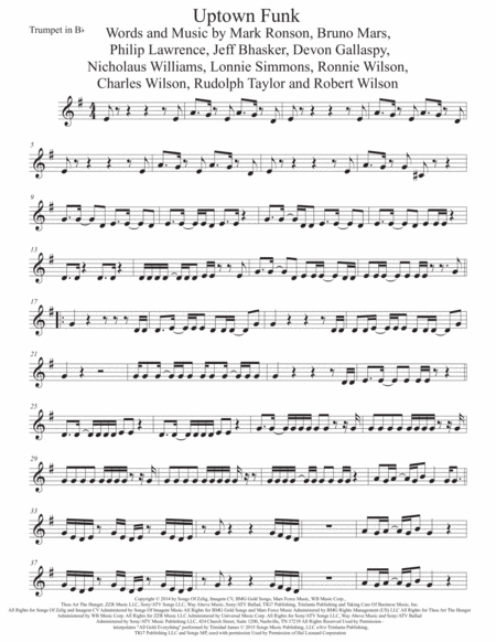 Uptown Funk Original Key Trumpet Sheet Music