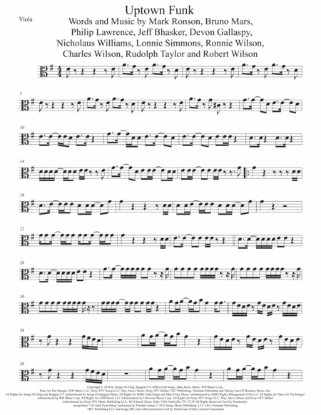 Uptown Funk Viola Sheet Music