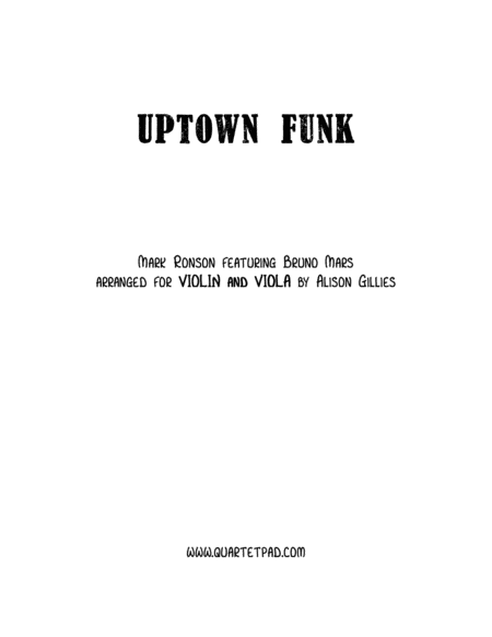 Uptown Funk Violin And Viola Duet Sheet Music