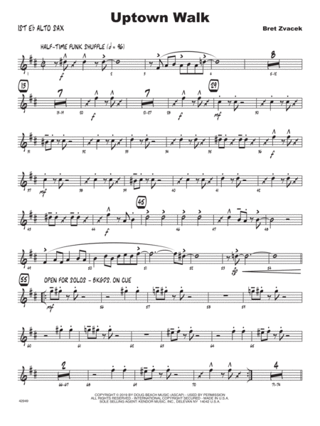 Uptown Walk 1st Eb Alto Saxophone Sheet Music