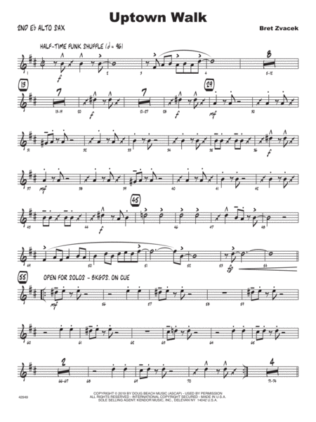 Uptown Walk 2nd Eb Alto Saxophone Sheet Music