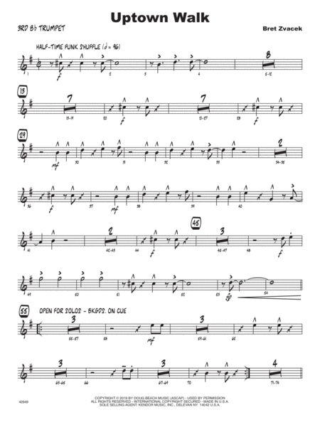 Uptown Walk 3rd Bb Trumpet Sheet Music