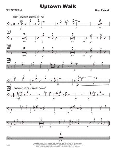 Free Sheet Music Uptown Walk 3rd Trombone