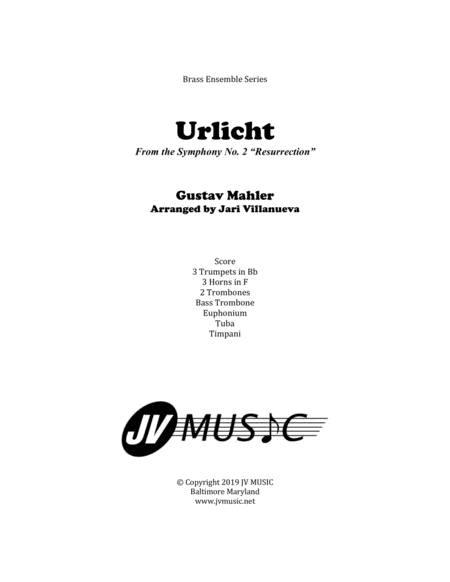 Free Sheet Music Urlicht Symphony No 2 By Gustav Mahler For Brass Ensemble