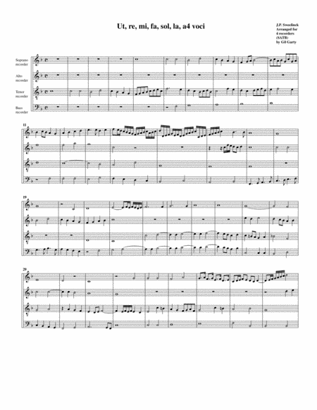 Ut Re Mi Fa Sol La Swwv 263 Arrangement For 4 Recorders Sheet Music