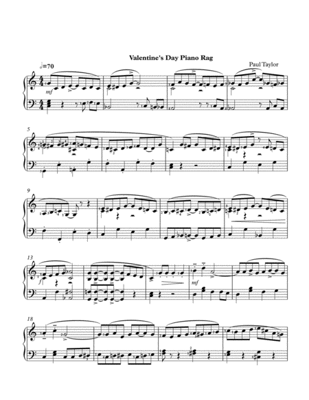 Valentines Day Piano Rag Sheet Music