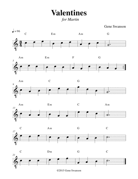 Free Sheet Music Valentines Play Along
