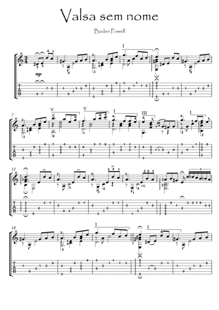 Valsa Sem Nome Guitar Solo Sheet Music