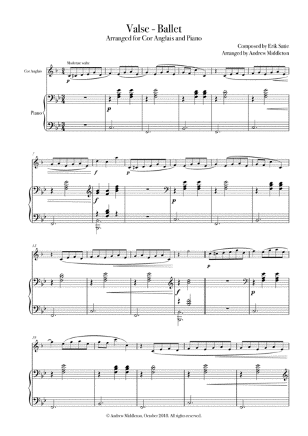 Valse Ballet Arranged For Cor Anglais And Piano Sheet Music