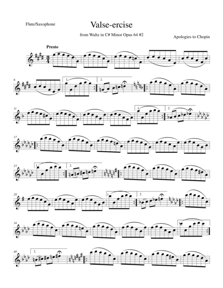 Free Sheet Music Valse Ercise With Apologies To Chopin For Woodwinds
