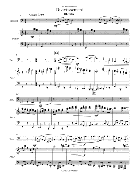 Valse For Bassoon And Piano Sheet Music