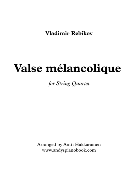 Free Sheet Music Valse Melancolique String Quartet