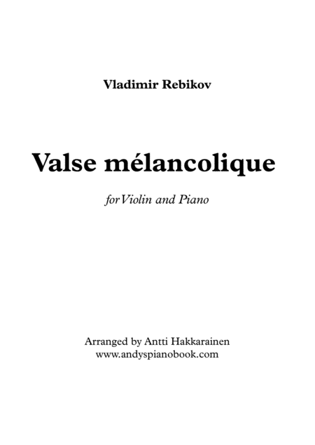 Free Sheet Music Valse Melancolique Violin Piano