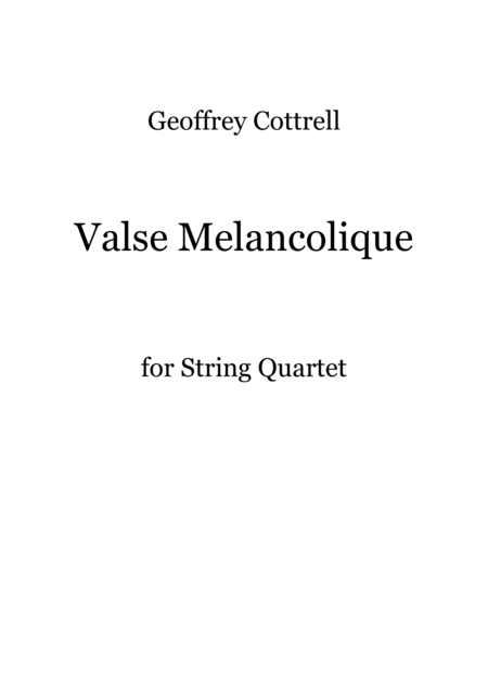 Valse Melancolique Sheet Music