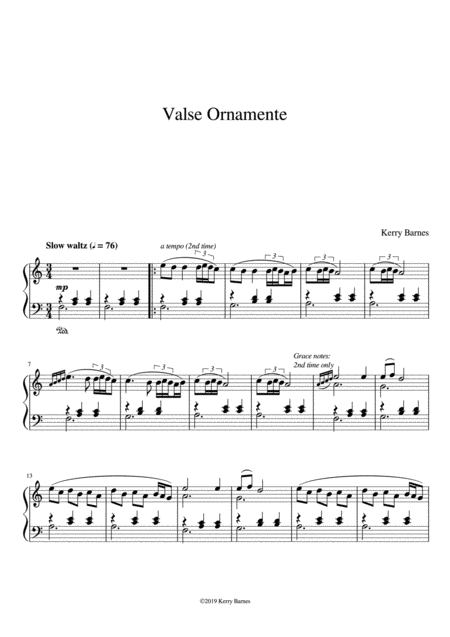 Valse Ornamente Sparkling Intermediate Recital Piece Piano Solo Sheet Music