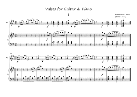 Valses For Guitar And Piano Duet By Carulli Sheet Music