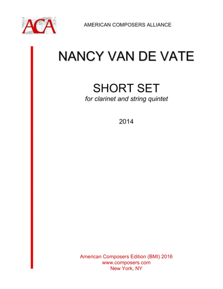 Van De Vate A Short Set For Clarinet And String Quintet Sheet Music