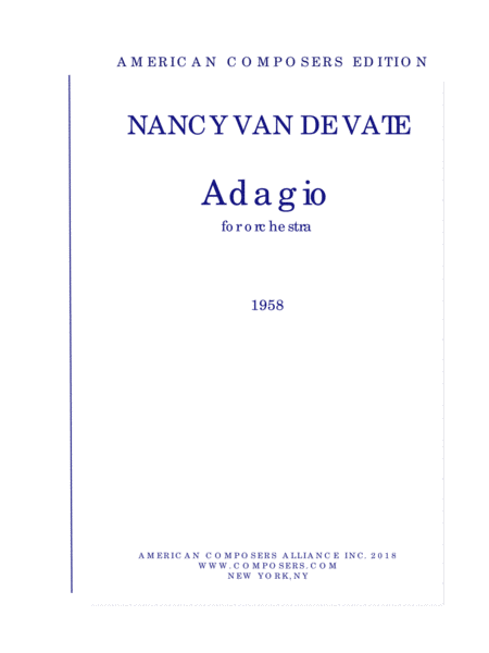 Free Sheet Music Van De Vate Adagio For Orchestra