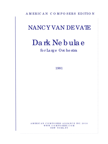 Van De Vate Dark Nebulae Sheet Music