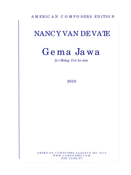 Van De Vate Gema Jawa Sheet Music