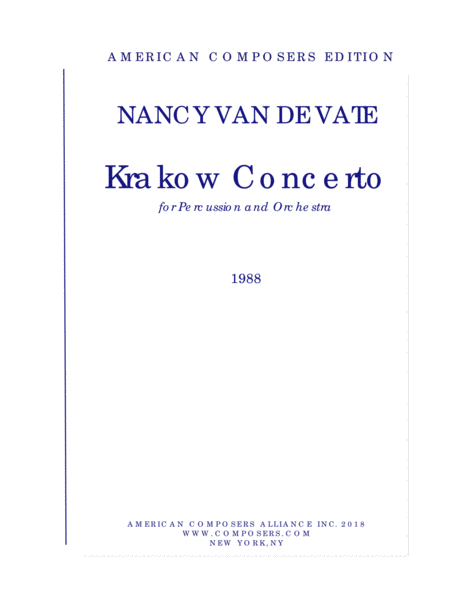 Van De Vate Krakow Concerto Sheet Music