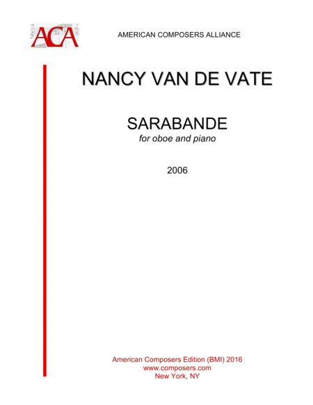 Van De Vate Sarabande For Oboe And Piano Sheet Music