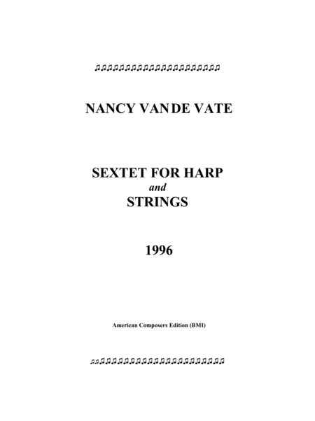 Van De Vate Sextet For Harp And Strings Sheet Music