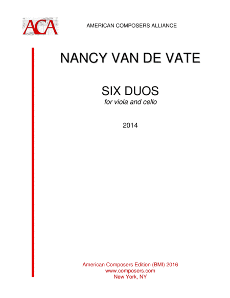 Van De Vate Six Duos For Viola And Cello Sheet Music