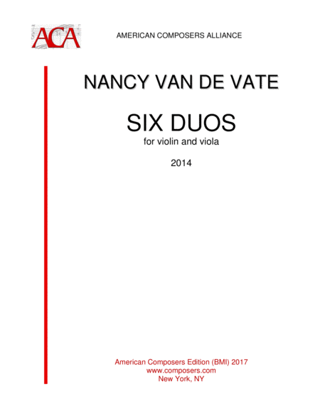 Van De Vate Six Duos For Violin And Viola Sheet Music