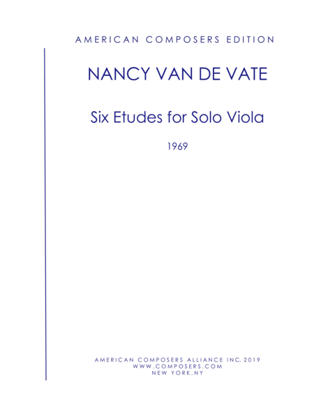 Van De Vate Six Etudes For Solo Viola Sheet Music