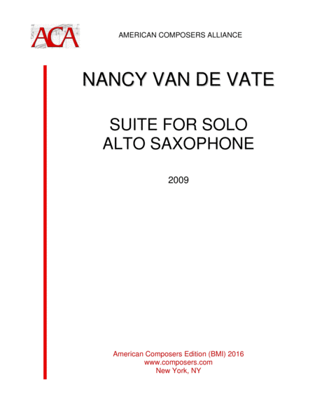 Van De Vate Suite For Solo Alto Saxophone Sheet Music