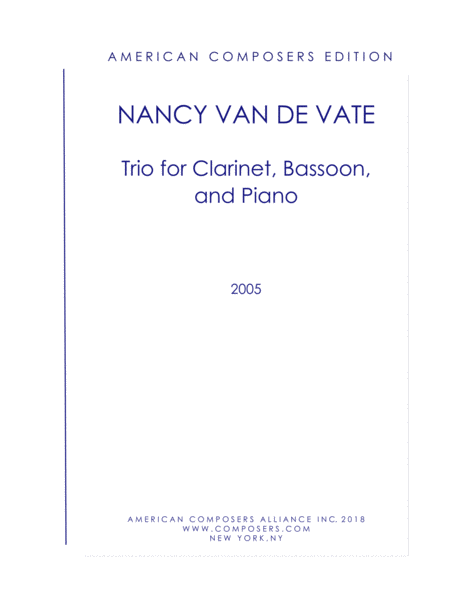 Van De Vate Trio For Clarinet Bassoon And Piano Sheet Music