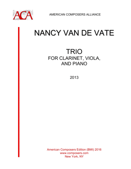 Van De Vate Trio For Clarinet Viola And Piano Sheet Music