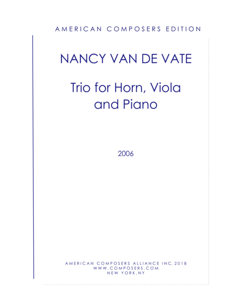 Van De Vate Trio For Horn Viola And Piano Sheet Music