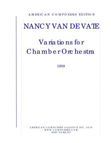 Free Sheet Music Van De Vate Variations For Chamber Orchestra