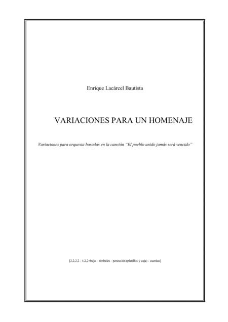 Free Sheet Music Variaciones Para Un Homenake