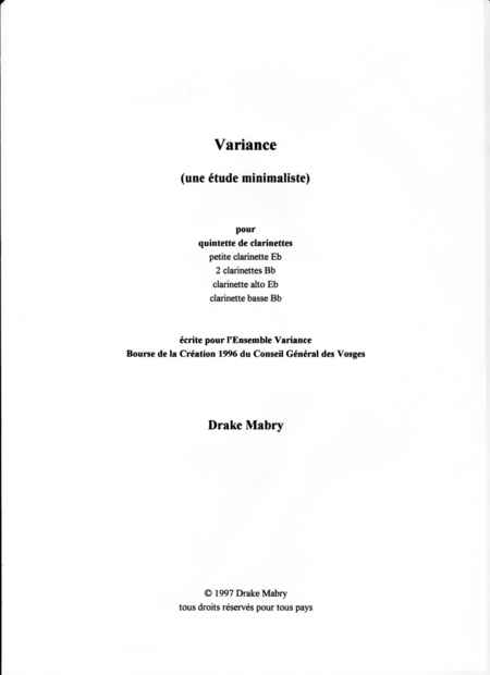 Variance Performance Score Sheet Music