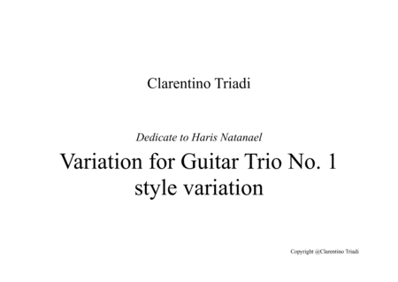 Variation For Guitar Trio No 1 Style Variation Sheet Music