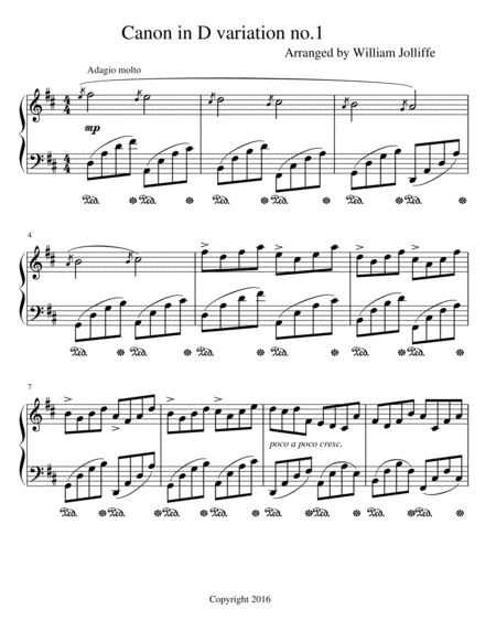 Variation On Canon In D No 1 Johann Pachelbel Sheet Music