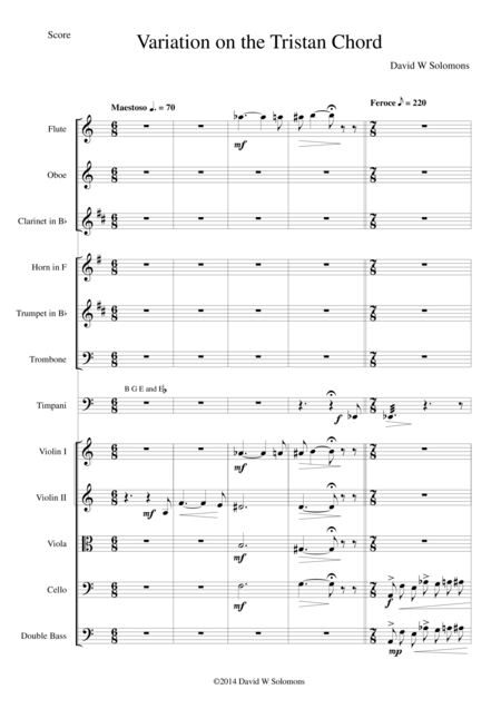 Variation On The Tristan Chord Love And Death Sheet Music