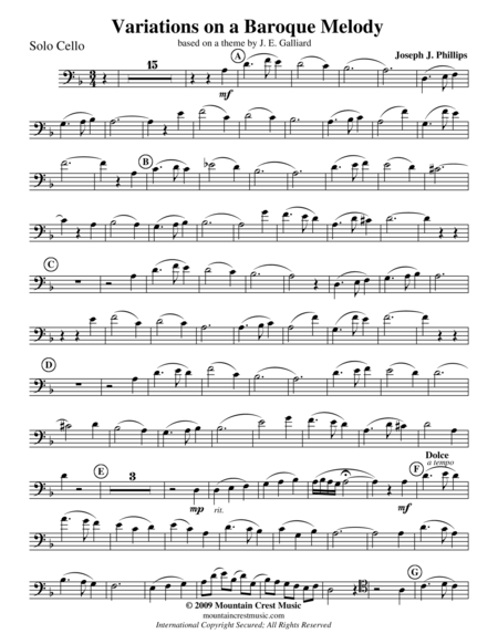 Variations On A Baroque Melody Solo Cello Part Sheet Music