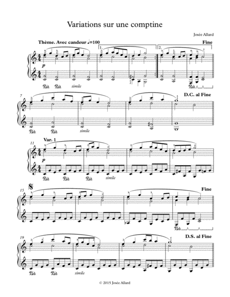 Variations On A Childrens Song Sheet Music