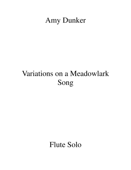 Variations On A Meadow Lark Song Sheet Music