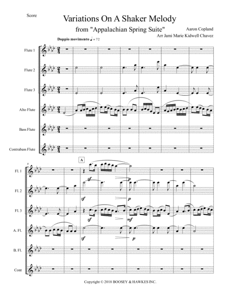 Variations On A Shaker Melody Bnd Sheet Music