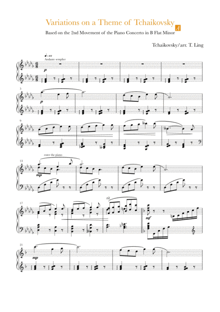 Variations On A Theme Of Tchaikovsky Sheet Music