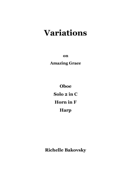 Variations On Amazing Grace For Oboe Horn In F And Harp Sheet Music