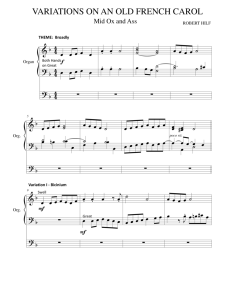 Variations On An Old French Carol Sheet Music