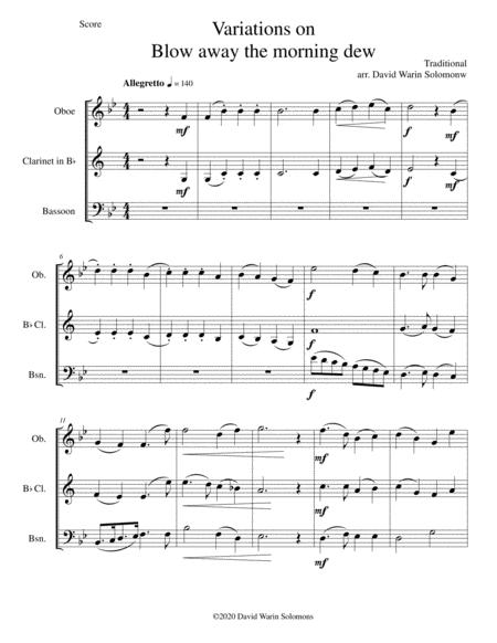 Free Sheet Music Variations On Blow Away The Morning Dew For Wind Trio Oboe Clarinet Bassoon