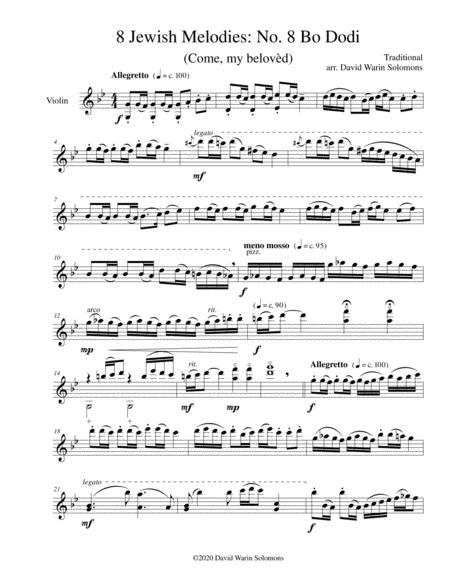 Free Sheet Music Variations On Bo Dodi Come My Belovd For Violin Solo